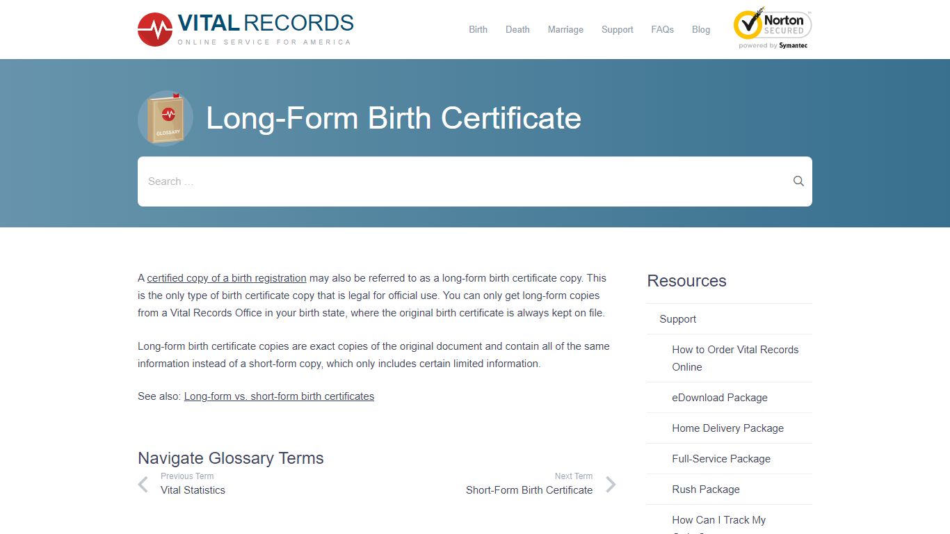 Long-Form Birth Certificate - Vital Records Online