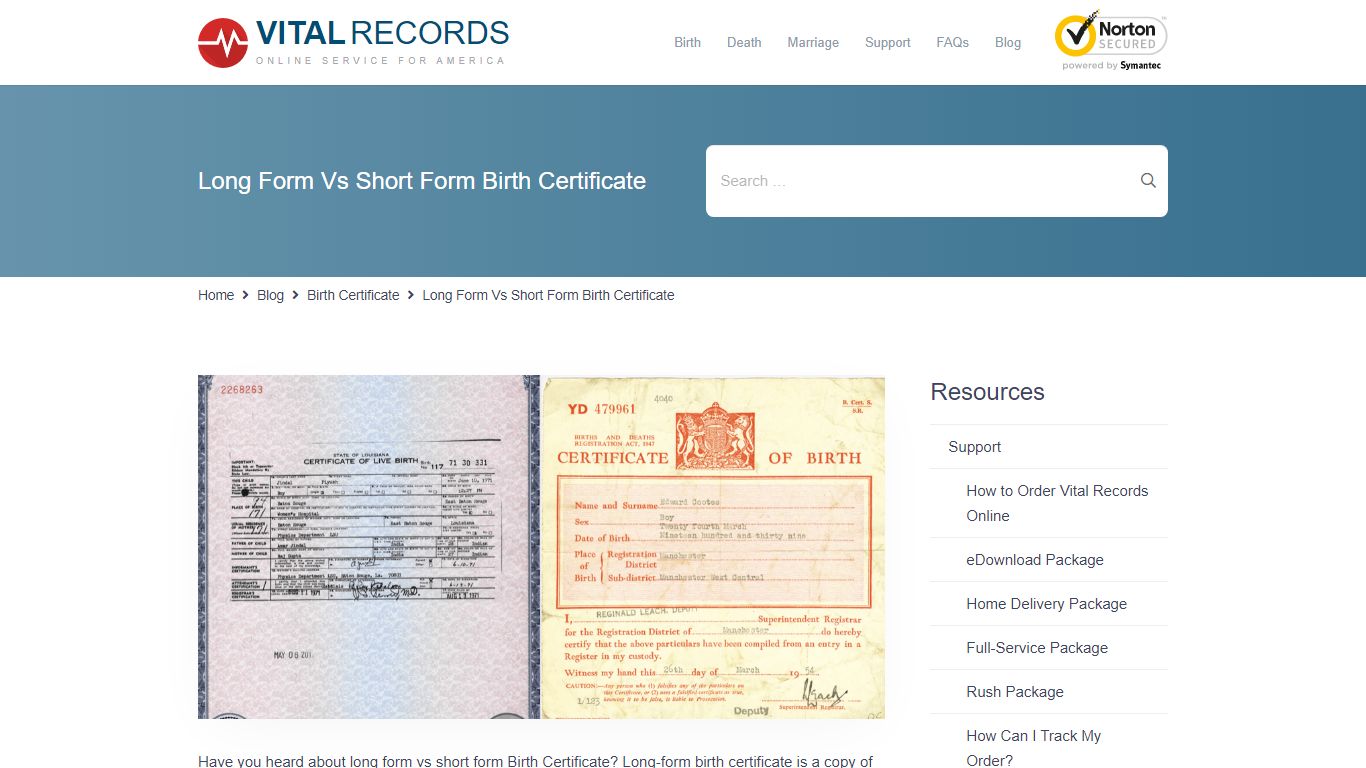 Long Form Vs Short Form Birth Certificate - Vital Records Online