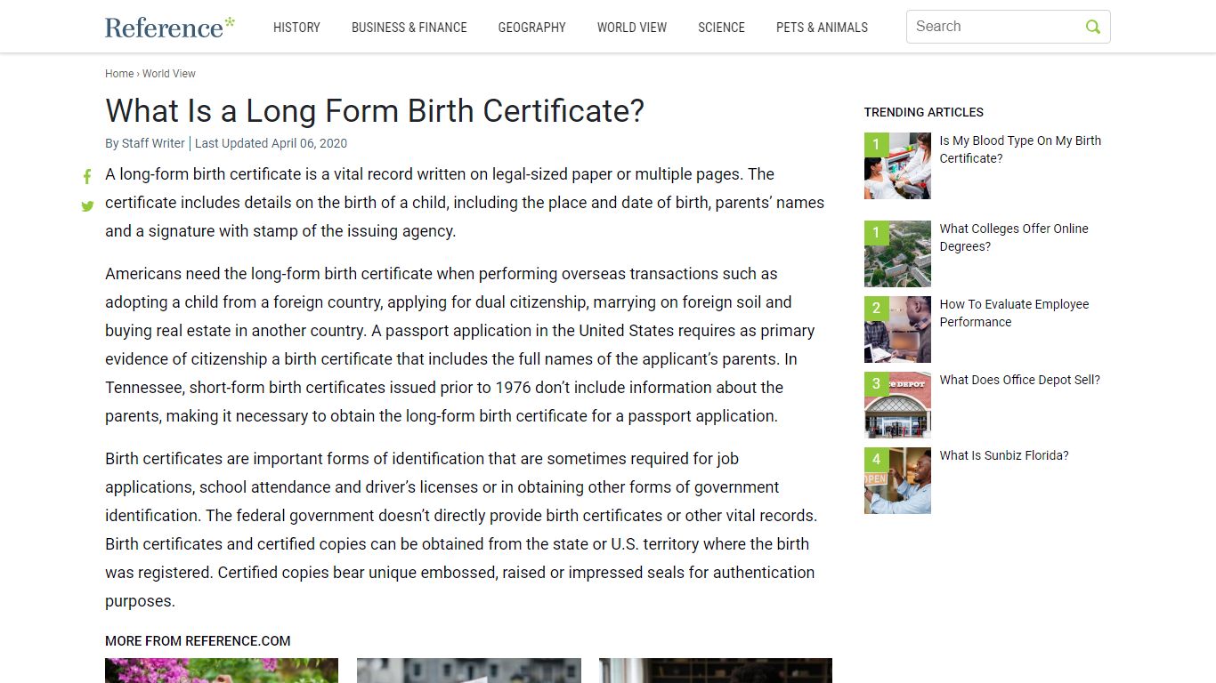 What Is a Long Form Birth Certificate? - reference.com